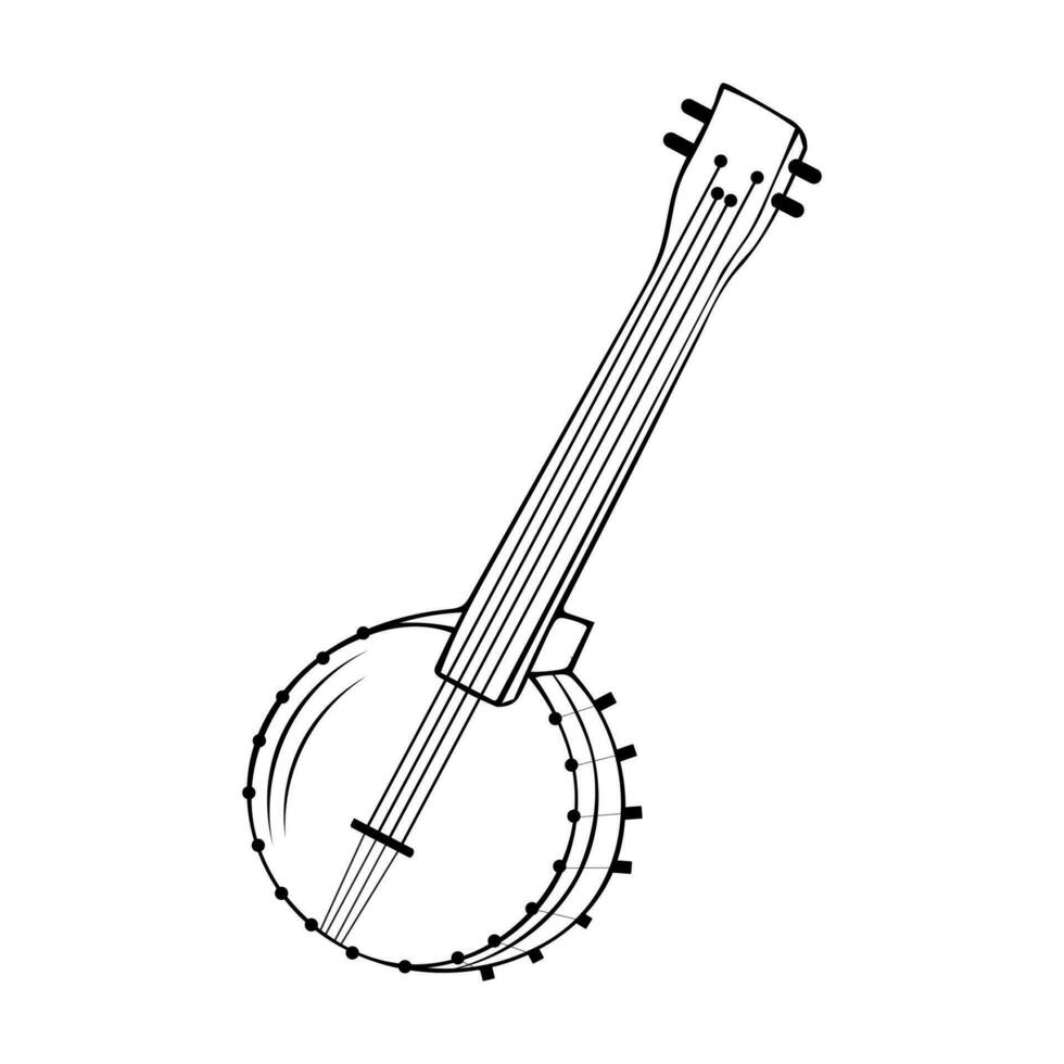 americano banjo isolado retro musical instrumento. vetor quatro corda banjo guitarra, cordal acompanhamento