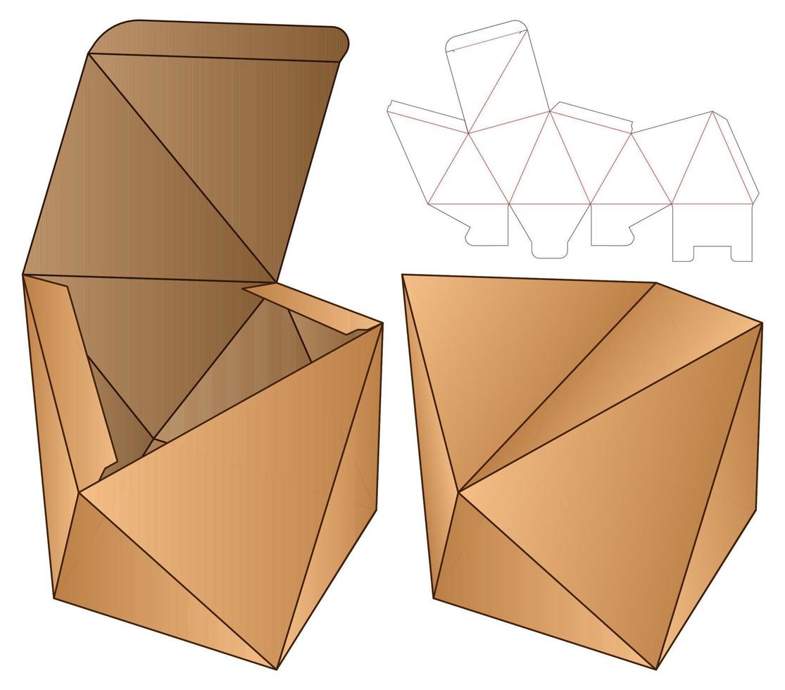 design de modelo cortado de embalagem de caixa. Maquete 3D vetor