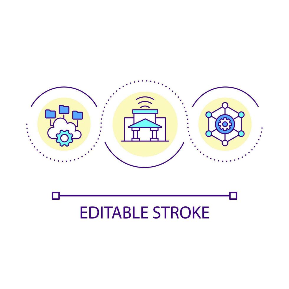 Acesso para Educação conectados ciclo conceito ícone. nuvem armazenamento do Aprendendo materiais. estudando abstrato idéia fino linha ilustração. isolado esboço desenho. editável acidente vascular encefálico vetor