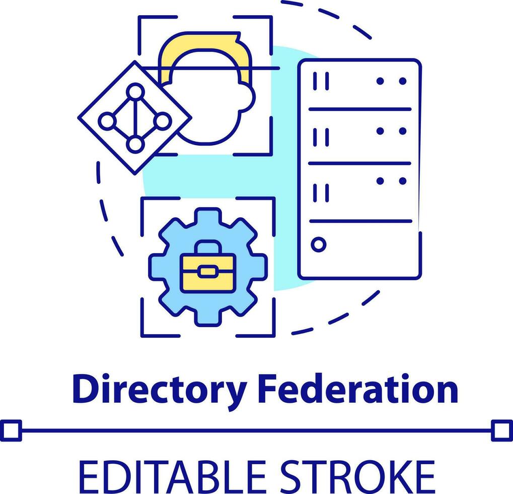 diretório federação conceito ícone. diretório serviço abstrato idéia fino linha ilustração. Acesso para formulários, sistemas. isolado esboço desenho. editável acidente vascular encefálico vetor
