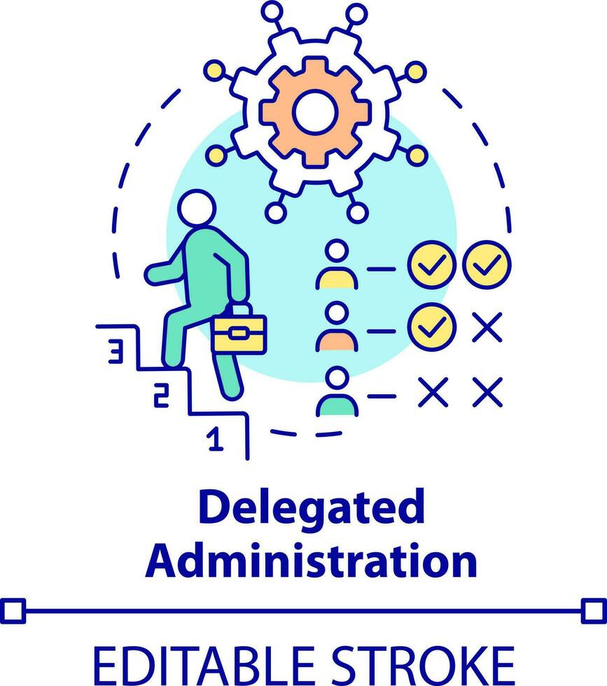 delegado administração conceito ícone. gerir identidades abstrato idéia fino linha ilustração. diferente direitos do acesso. isolado esboço desenho. editável acidente vascular encefálico vetor
