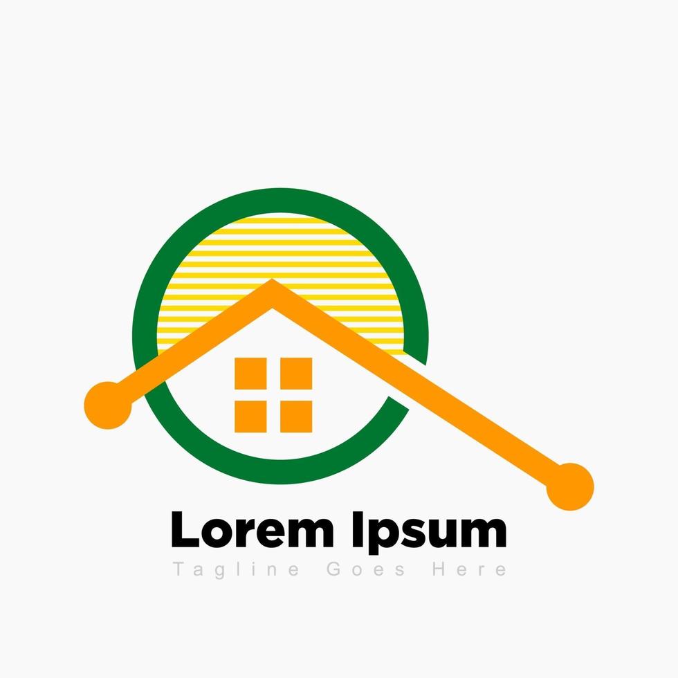 ilustração em vetor logotipo imobiliário criativo, logotipo de construção, logotipo de residência, modelo de design de logotipo de construção de telhado