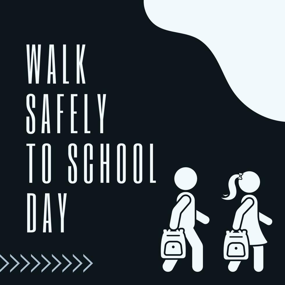 uma poster para andar em segurança para escola dia com uma Preto fundo. vetor