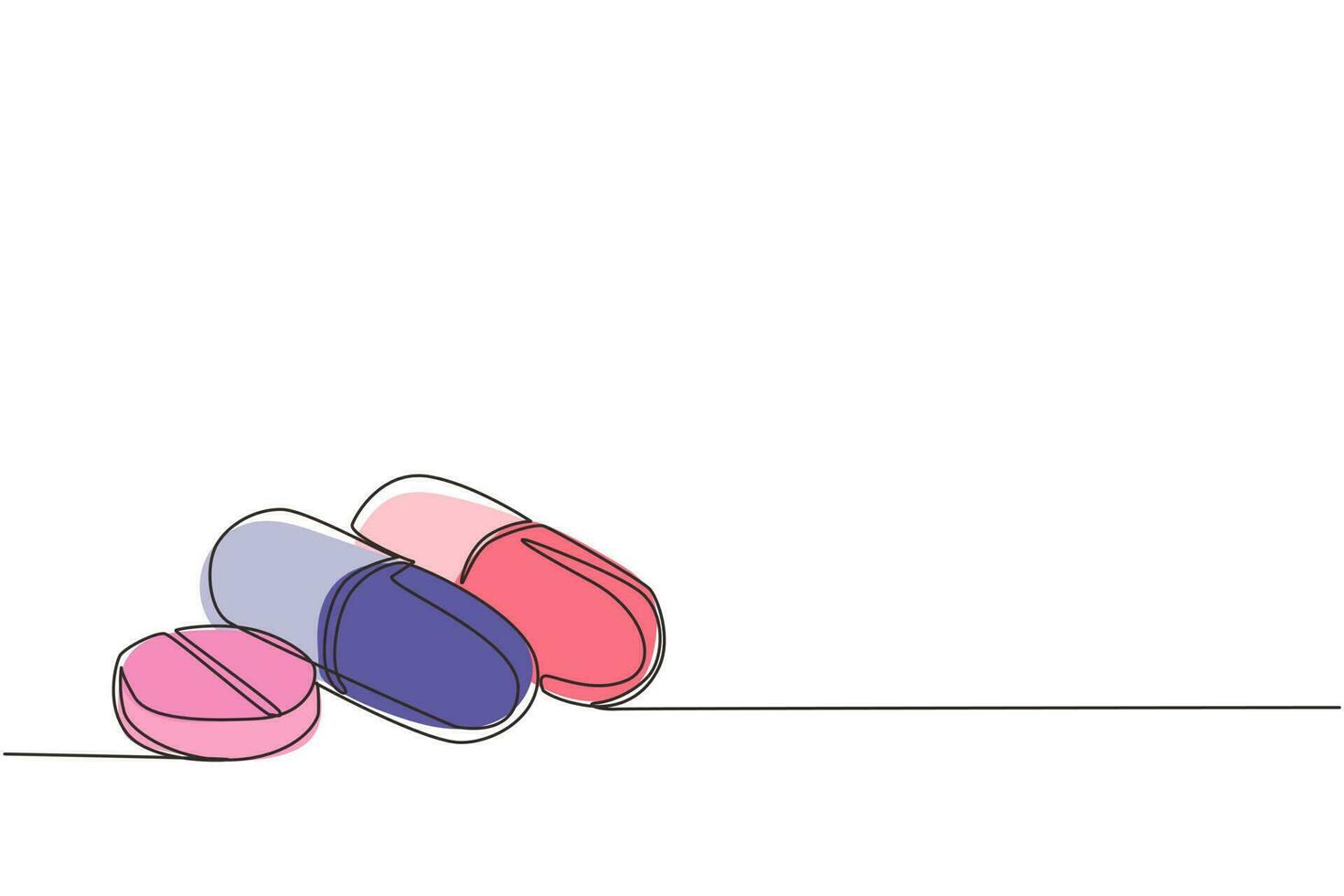 único conjunto de desenho de linha de ícone isométrico de pílulas e cápsulas. analgésicos, antibióticos, vitaminas e aspirina. ícone de pílulas médicas. ilustração em vetor gráfico de desenho de linha contínua moderna