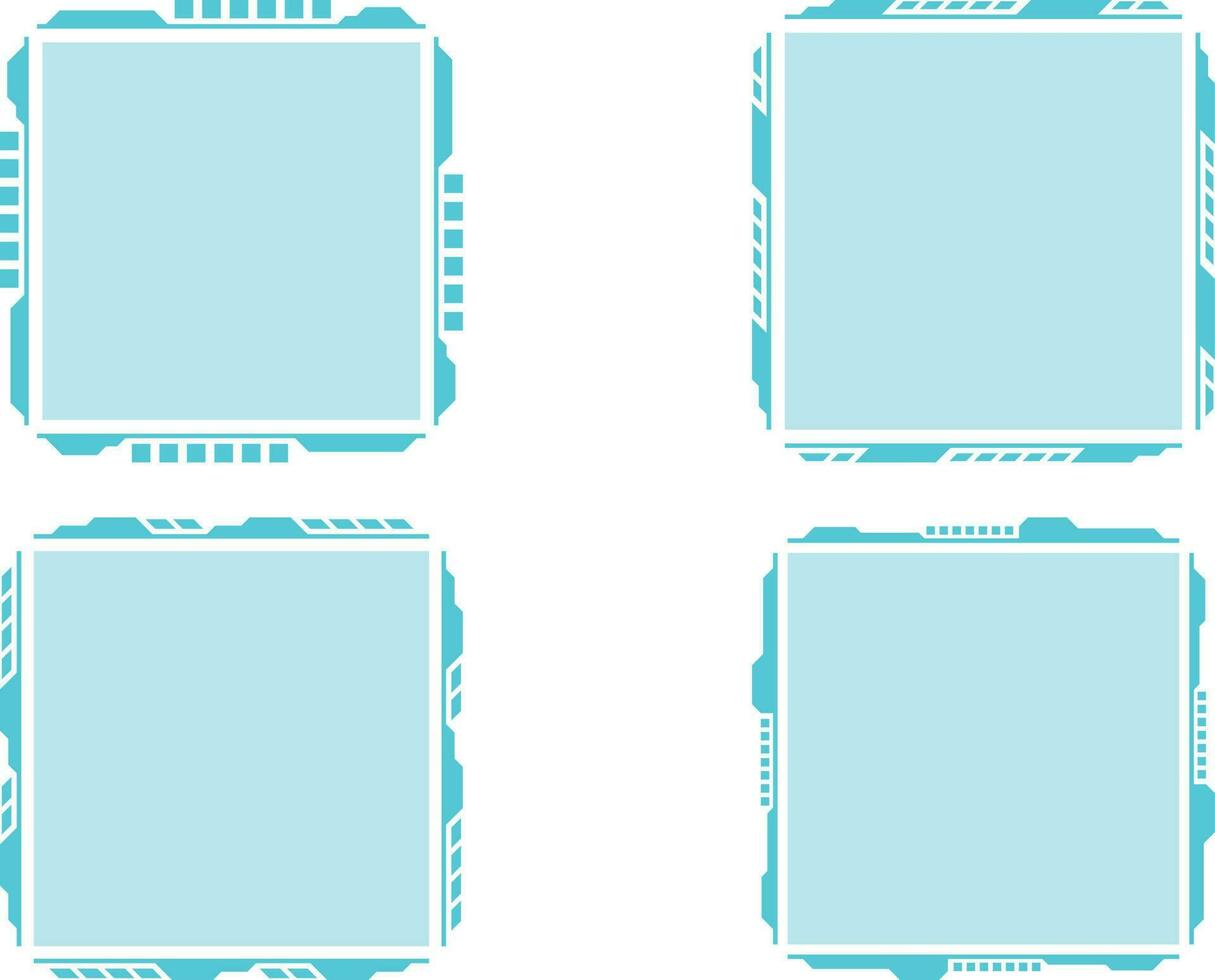 conjunto do rótulos. conjunto do azul quadrado tecnologia si-fi quadros isolado em branco fundo. vetor ilustração.