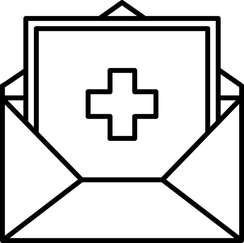 envelope a partir de a hospital ícone vetor ilustração