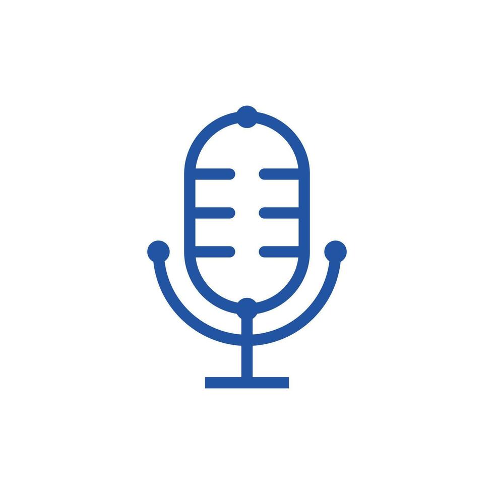 podcast microfone tecnologia linha simples logotipo vetor