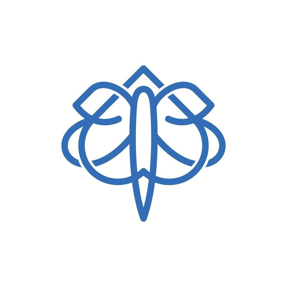libélula pá linha simples moderno logotipo vetor