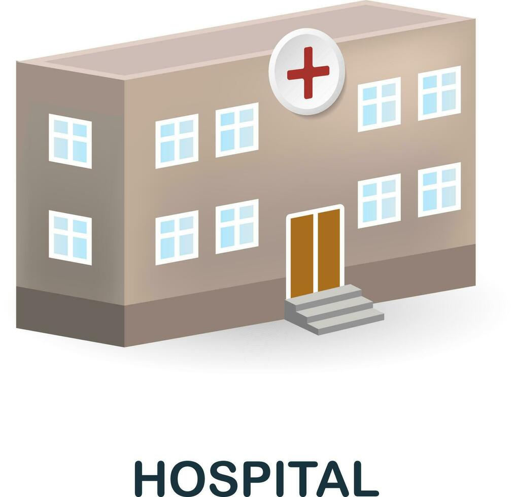 hospital ícone. 3d ilustração a partir de saúde Verifica coleção. criativo hospital 3d ícone para rede projeto, modelos, infográficos e Mais vetor