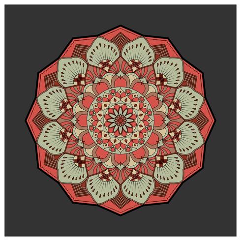 Mandala colorida vintage com ornamento floral. Est de estilo Boho vetor