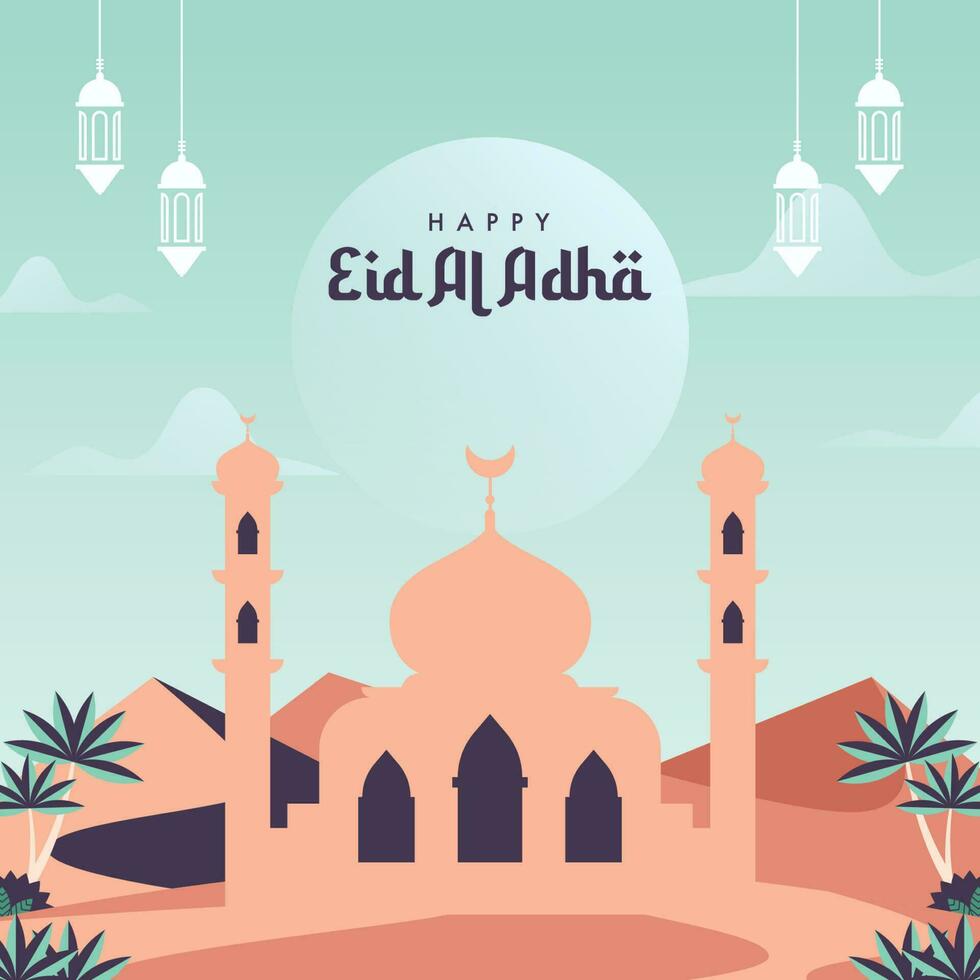 eid al adha Mubarak social meios de comunicação postar modelo vetor