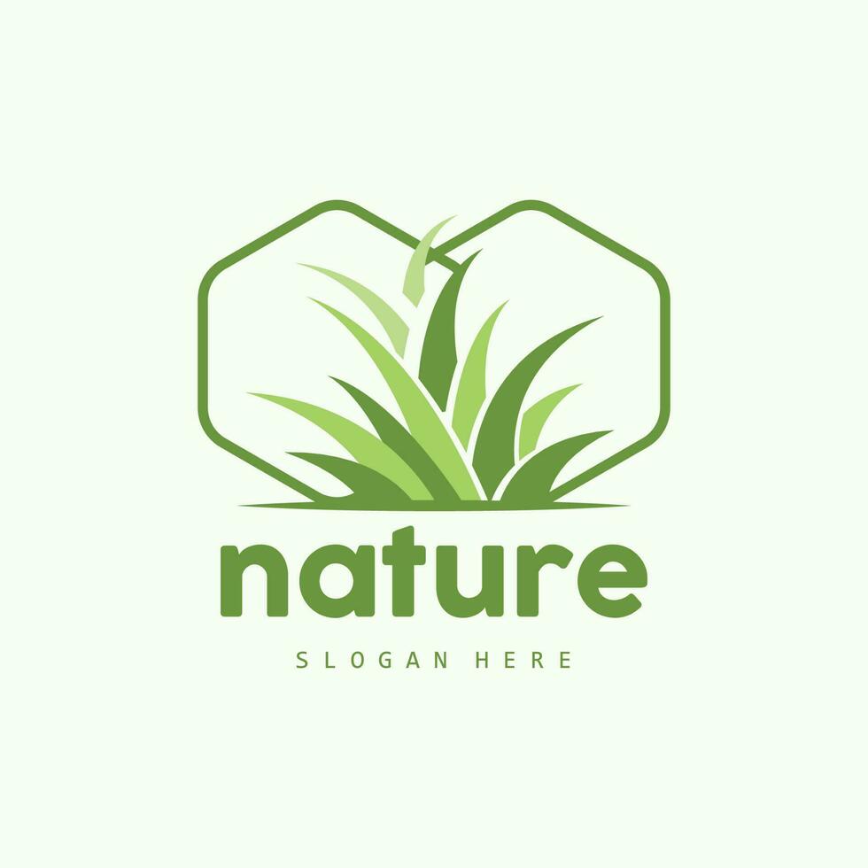 verde Relva logotipo, natureza plantar vetor, agricultura folha simples projeto, modelo ícone ilustração vetor