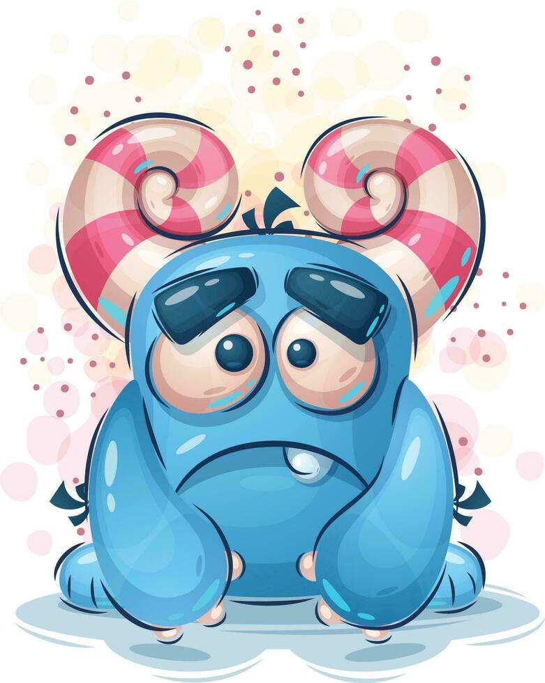 vetor ilustração mascote personagem fofa azul monstro isolado em branco fundo