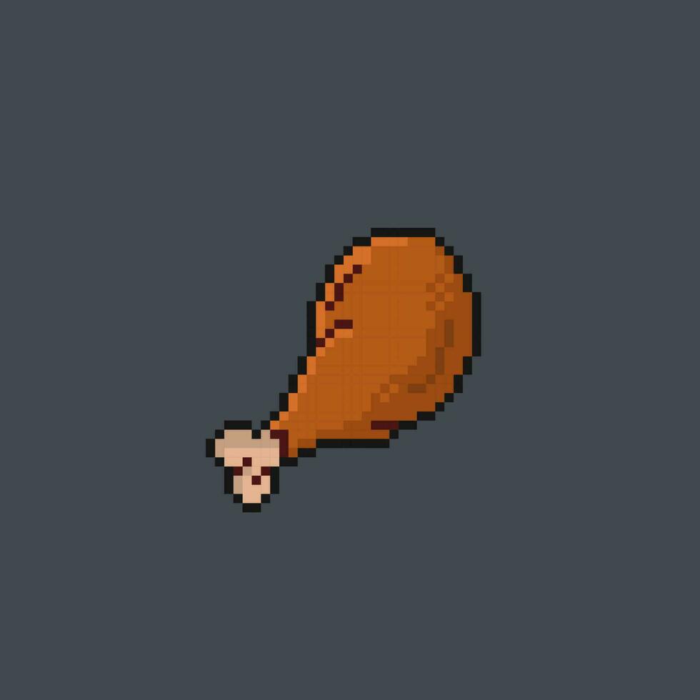 frito frango perna dentro pixel arte estilo vetor