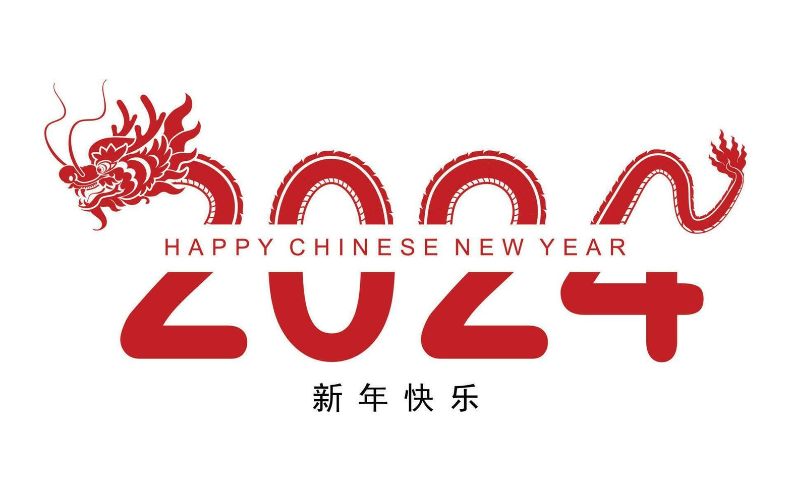 feliz chinês Novo ano 2024 a Dragão zodíaco placa vetor