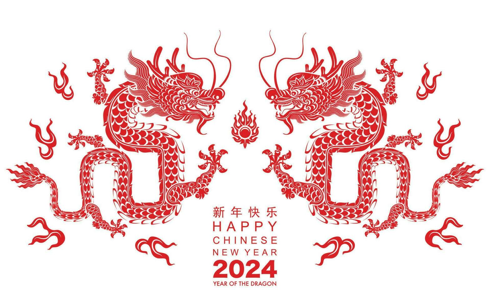 feliz chinês Novo ano 2024 a Dragão zodíaco placa vetor