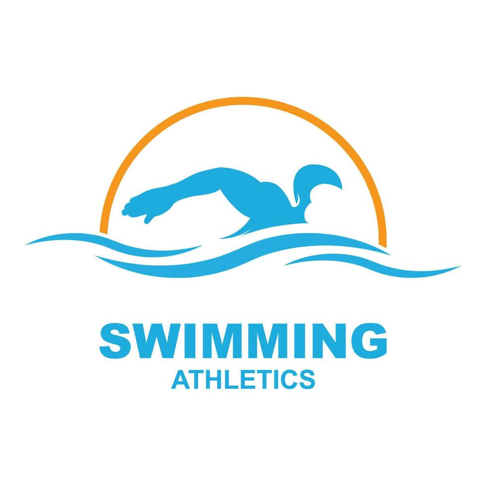 simples natação piscina silhueta, nadador atleta em mar oceano água onda logotipo Projeto vetor