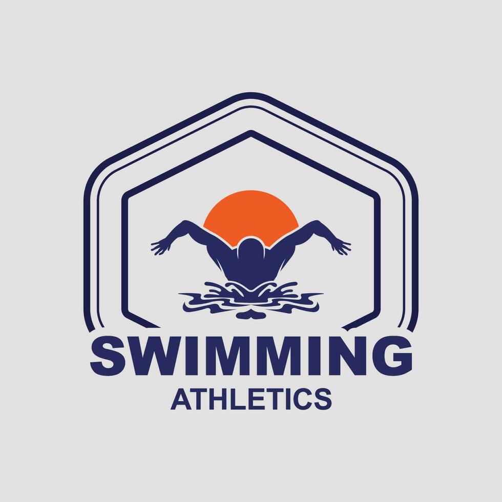 simples natação piscina silhueta, nadador atleta em mar oceano água onda logotipo Projeto vetor