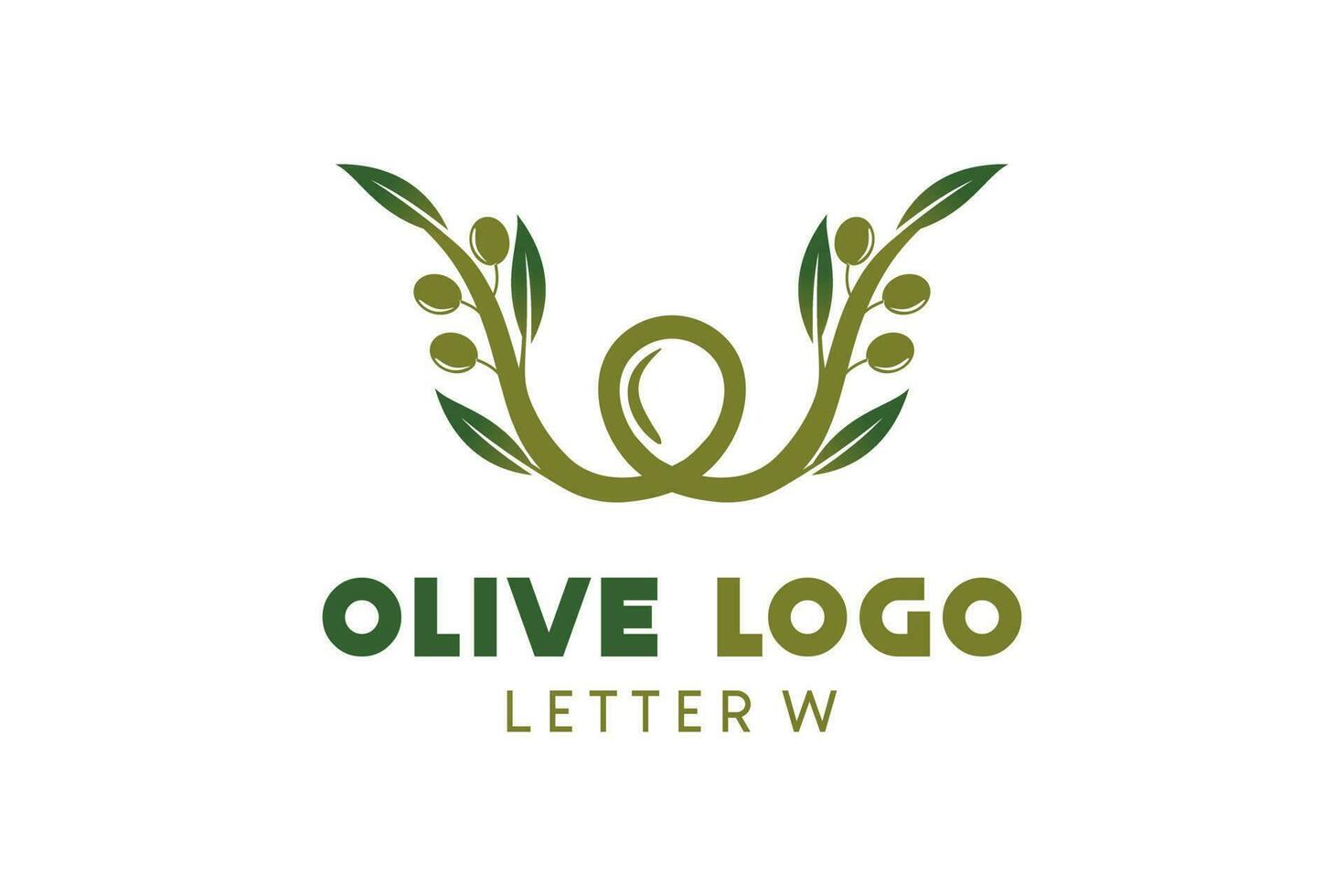 Oliva logotipo Projeto com carta W conceito, natural verde Oliva vetor ilustração