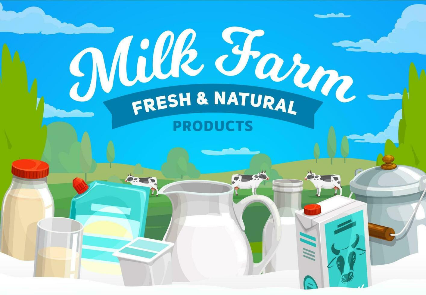 leite fazenda, laticínios produtos vetor bandeira