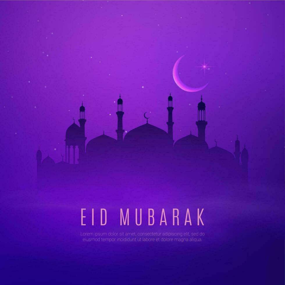 eid Mubarak feriado, árabe cidade e islamismo mesquita vetor