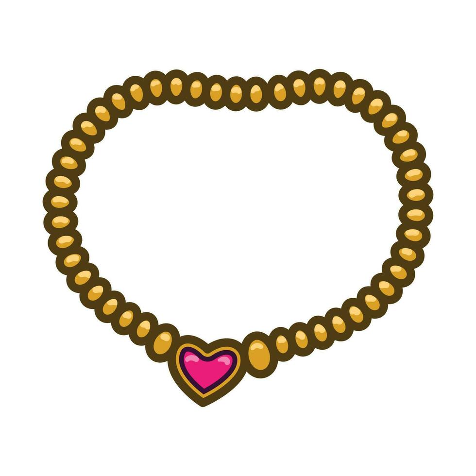 dourado colar com uma Rosa diamante. mães dia ícone vetor ilustração