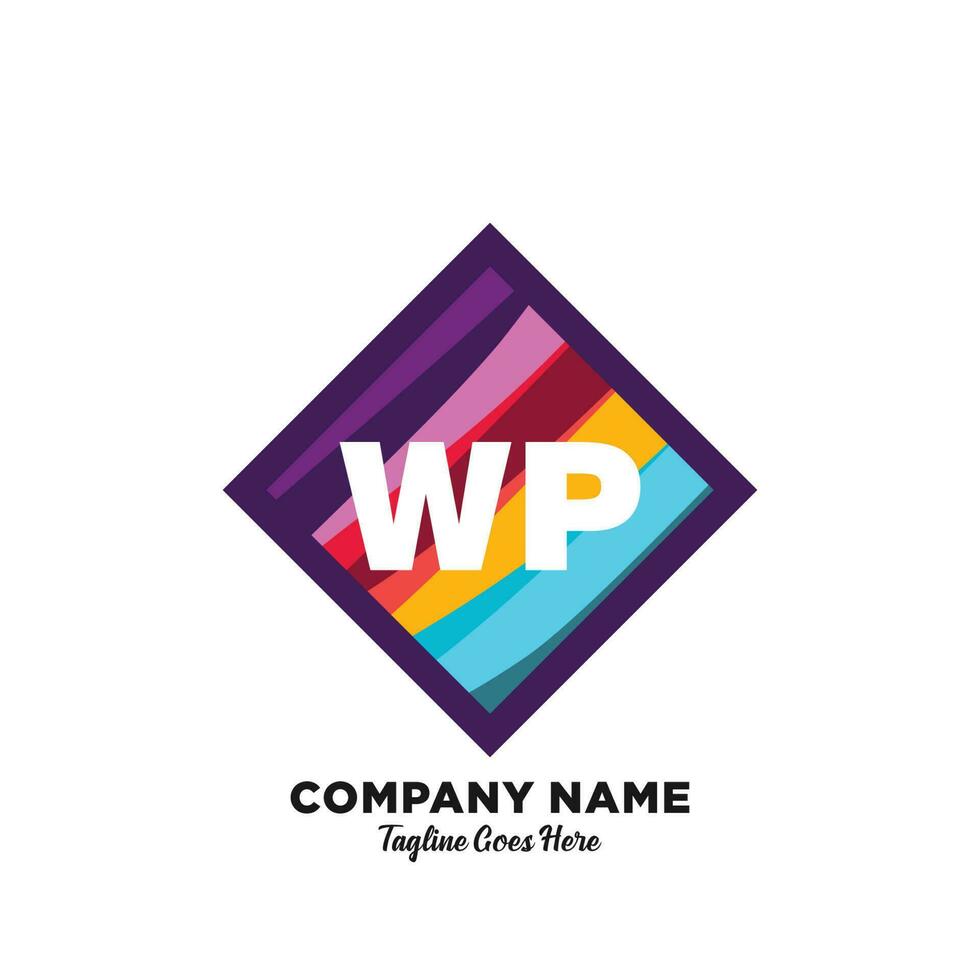 wp inicial logotipo com colorida modelo vetor. vetor