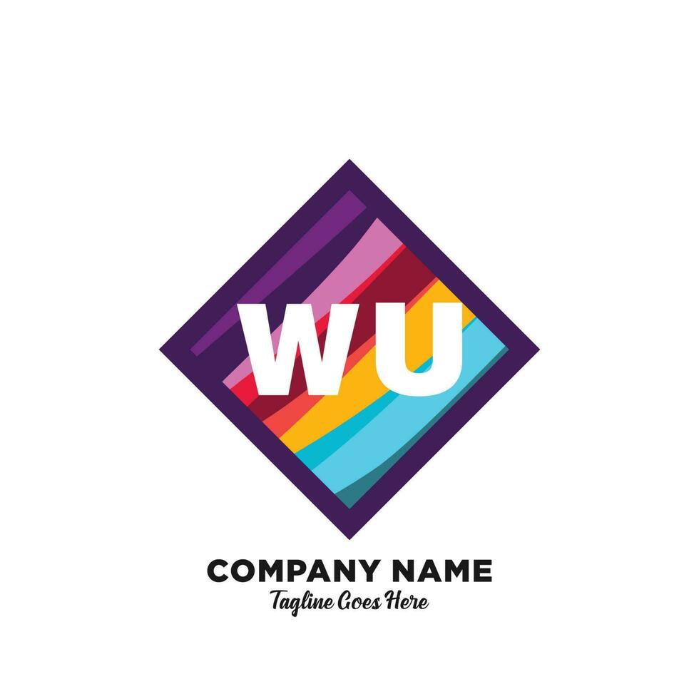 wu inicial logotipo com colorida modelo vetor. vetor