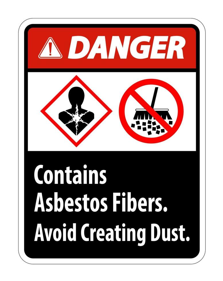 etiqueta de perigo contém fibras de amianto evita a criação de poeira vetor