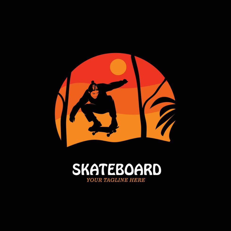 skate logotipo silhueta dentro a floresta vetor