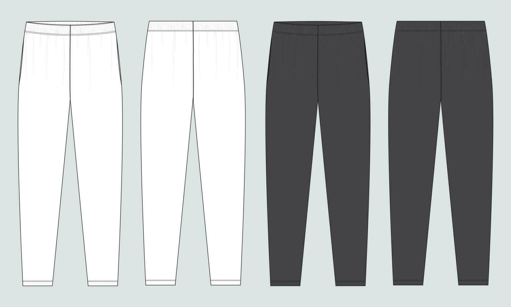 Esportes jérsei calça técnico moda plano esboço vetor ilustração modelo frente e costas visualizar.