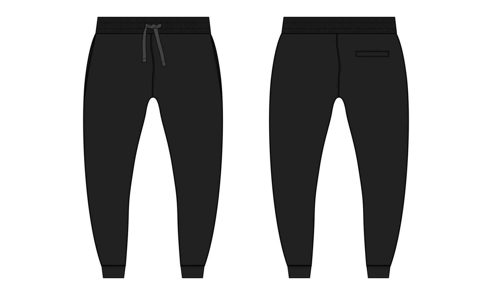 lã algodão jérsei básico suor calça técnico moda plano esboço Preto cor modelo. vestuário corredor calça vetor ilustração zombar acima.