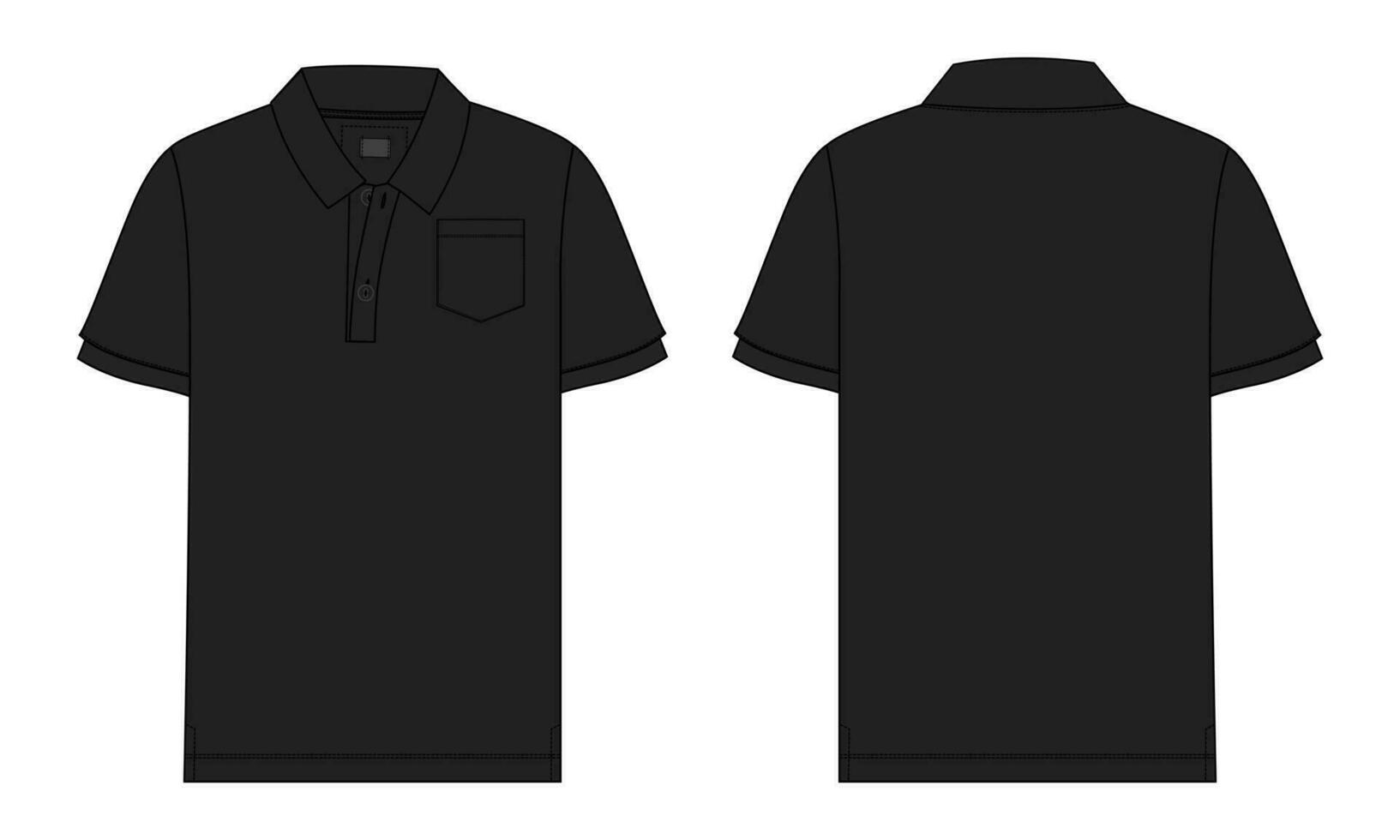 pólo camisa técnico moda plano esboço vetor ilustração modelo frente e costas Visão isolado em branco fundo.