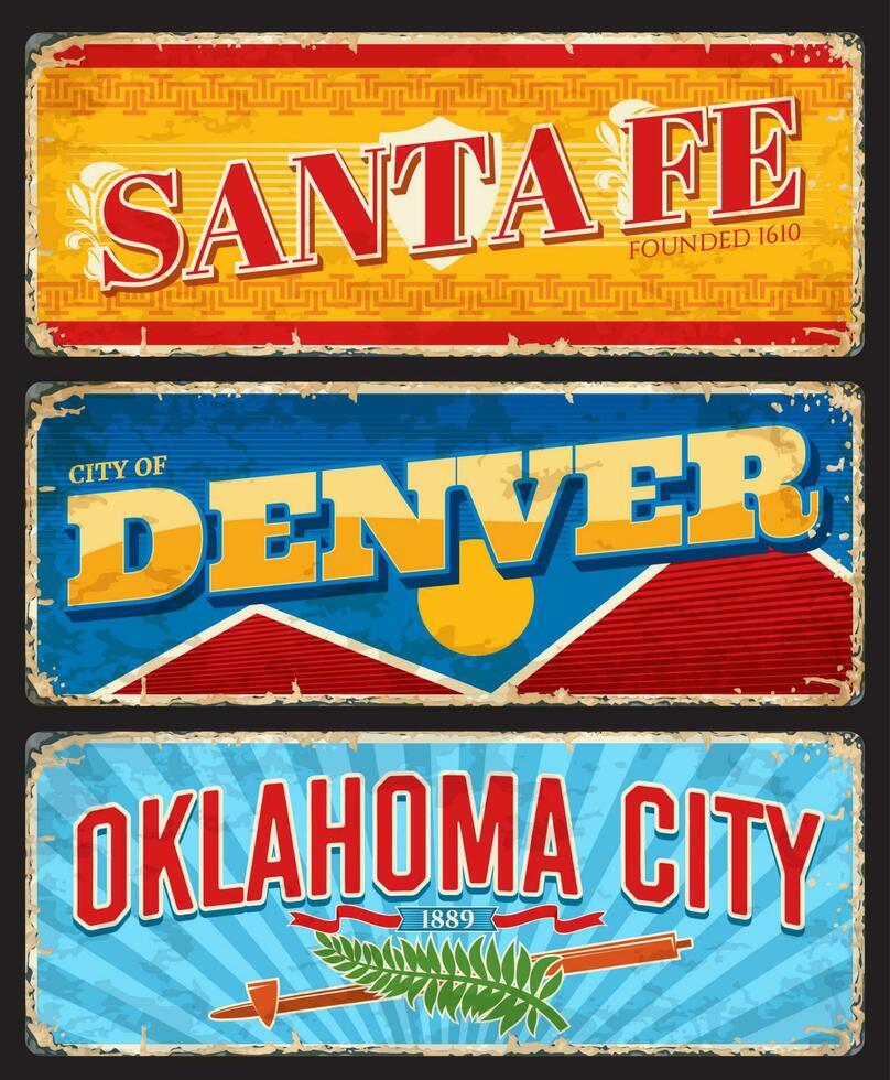 santa fé, Denver e Oklahoma EUA cidades pratos vetor