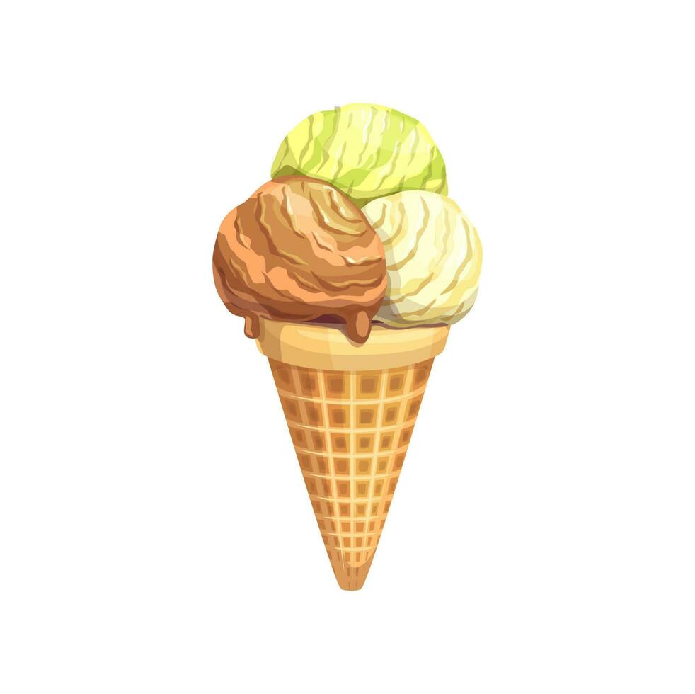 desenho animado gelo creme cone colheres, sundae sobremesa vetor