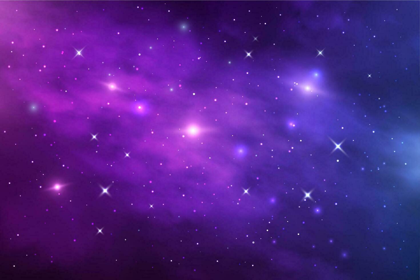 espaço galáxia nebulosa, poeira estelar e brilhando estrelas vetor