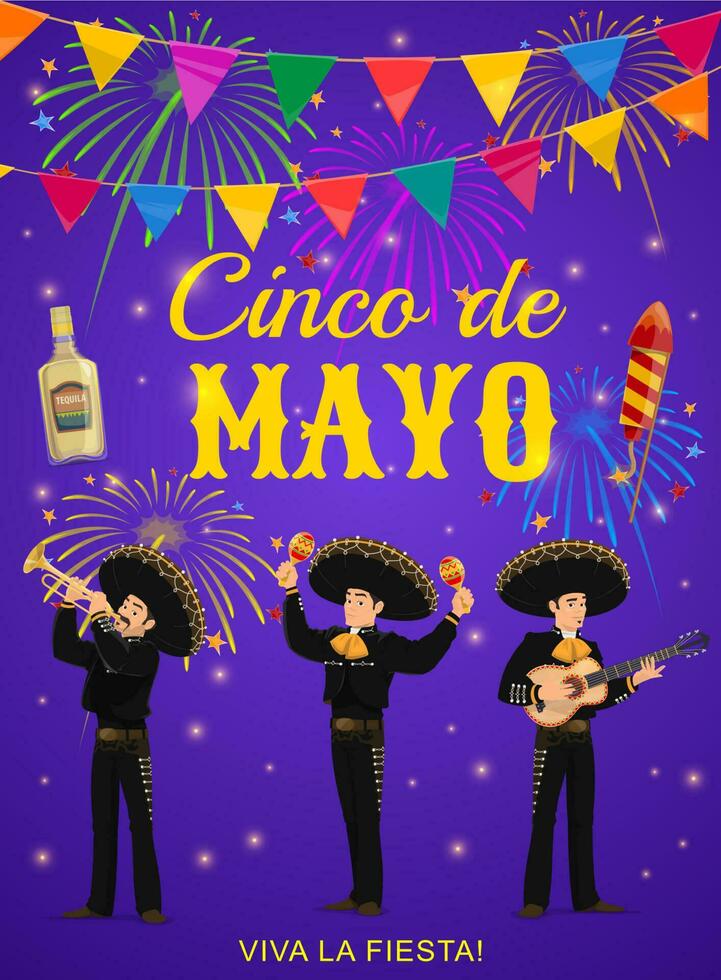 cinco de maionese vetor folheto com mariachi banda