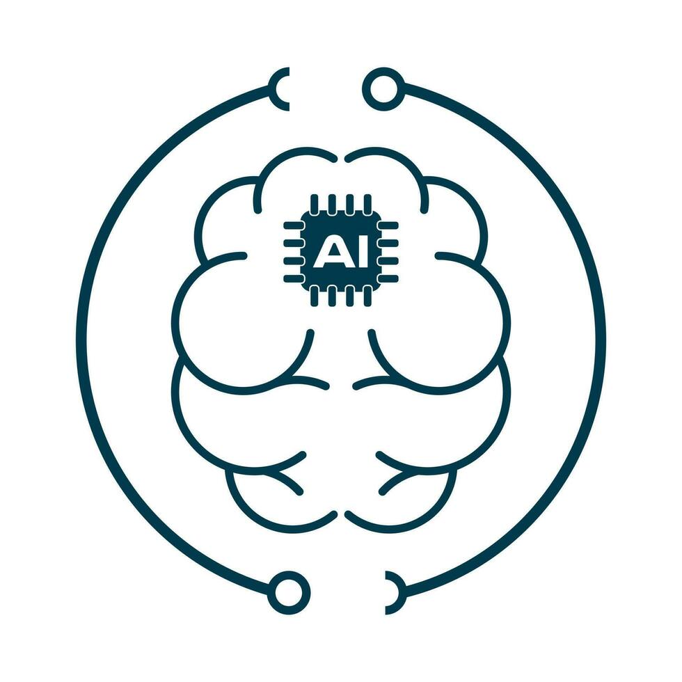 ai cérebro lasca dentro e linha círculo tecnologia sistema para ui do chorar, aplicativo, vetor ilustração