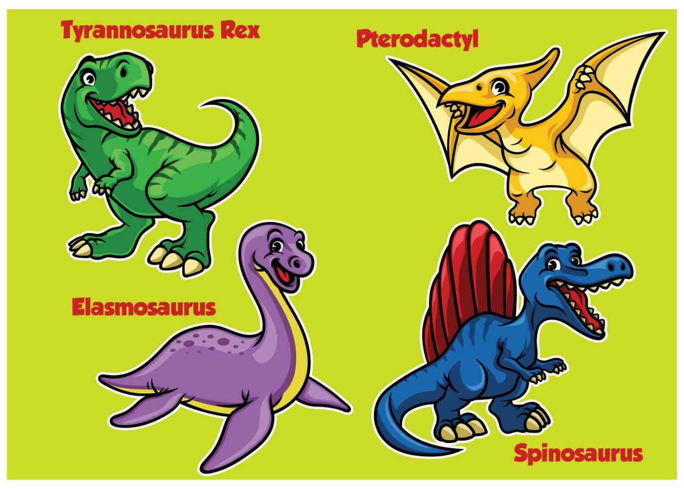 coleção do desenho animado bebê dinossauros vetor