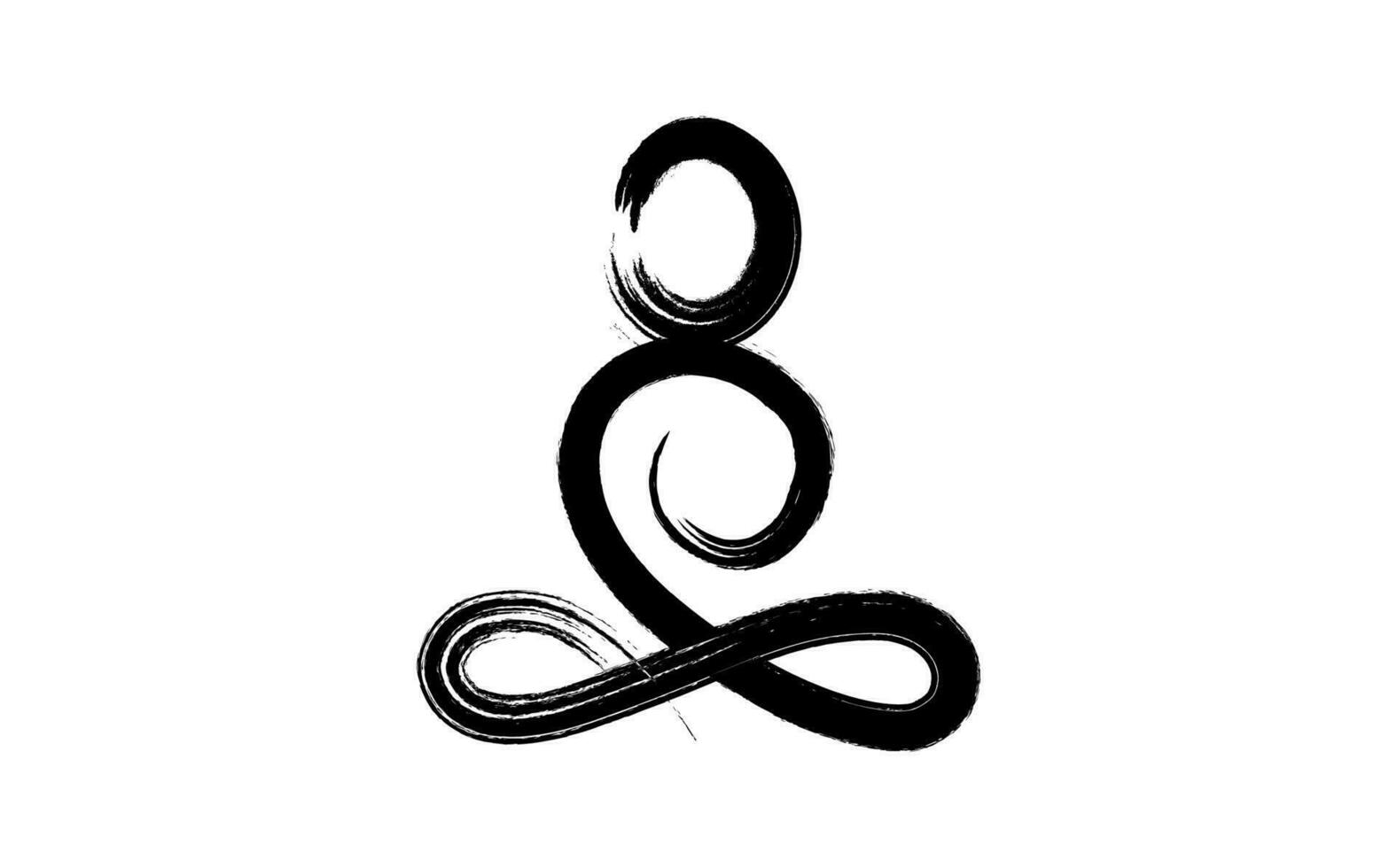 ioga posição dentro Preto tinta vetor escova golpes símbolo. abstrato negrito linha ioga humano linear logotipo. meditação linha ícone ilustração mão desenhado isolado em branco fundo