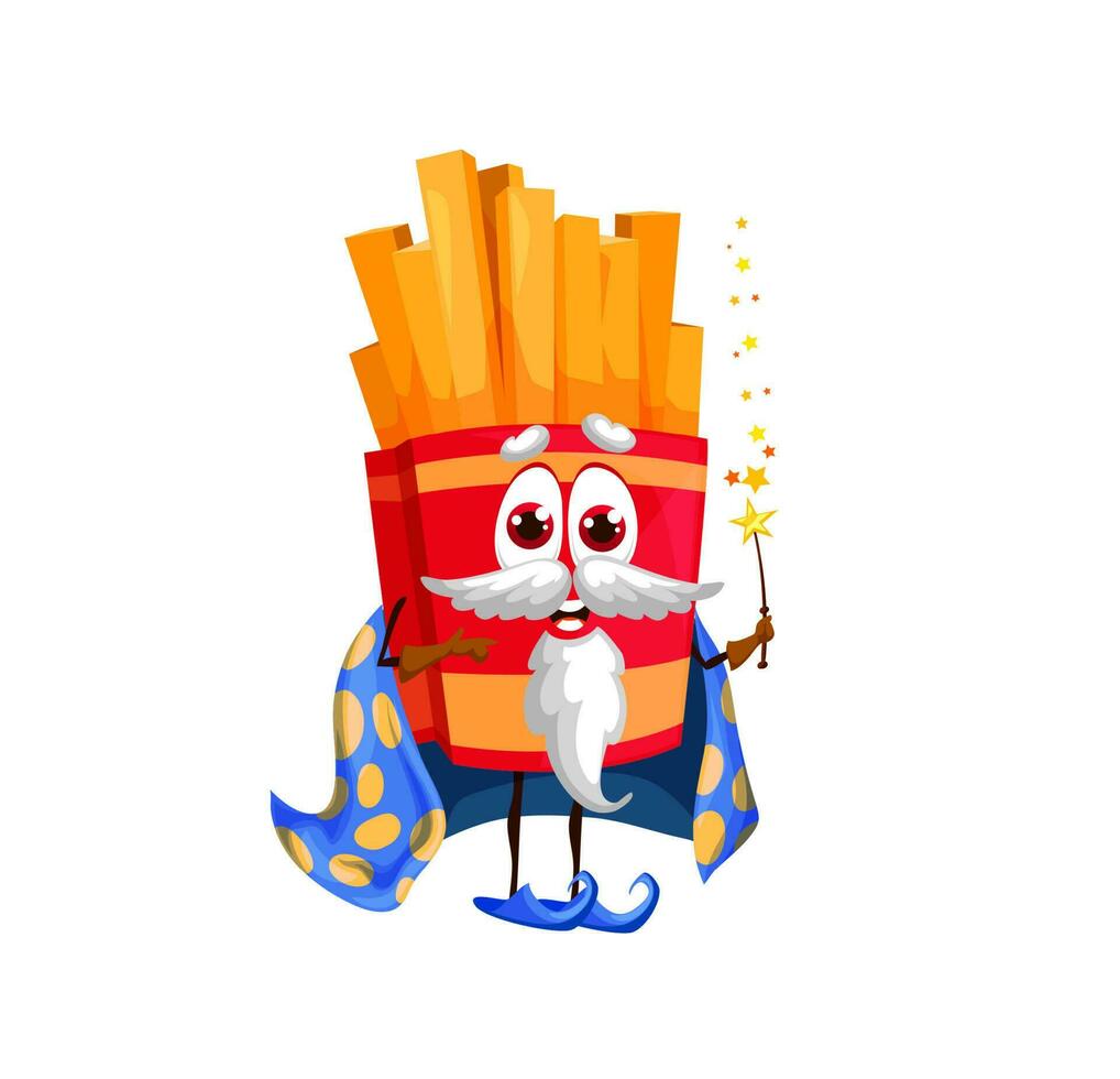 desenho animado velho francês fritas batata Mago personagem vetor