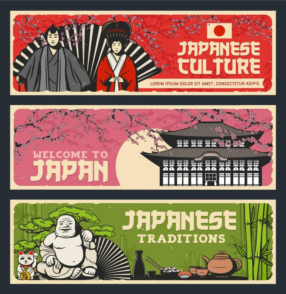 japonês cultura tradição, Japão nacional símbolos vetor
