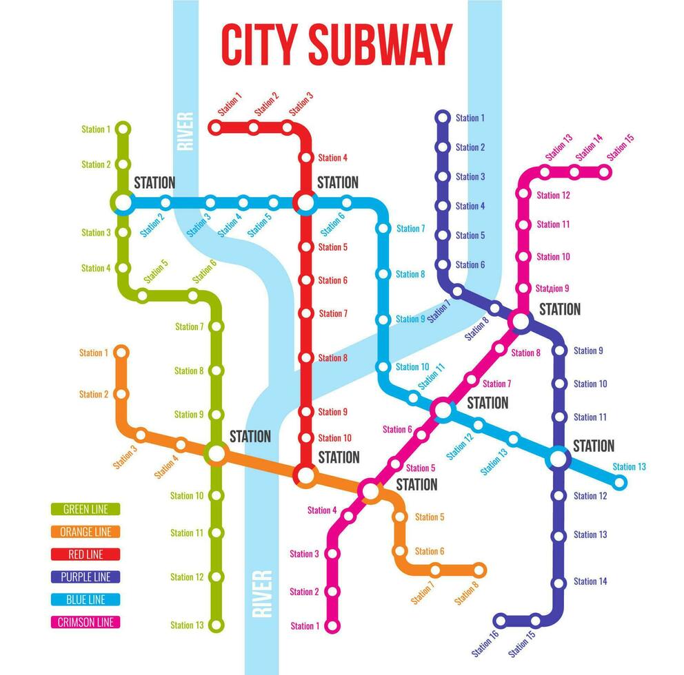 cidade metrô, metrô subterrâneo transporte esquema vetor
