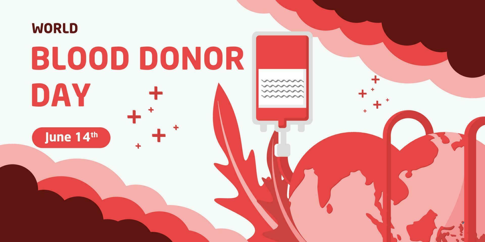 mundo sangue doador dia celebração bandeira Projeto modelo vetor