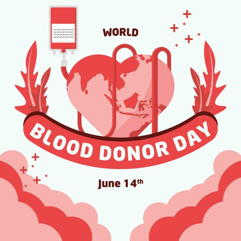 mundo sangue doador dia celebração social meios de comunicação Projeto modelo vetor