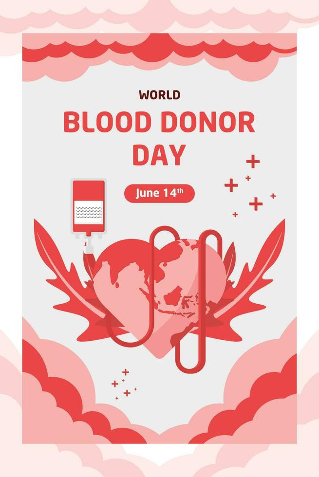 mundo sangue doador dia celebração folheto Projeto modelo vetor