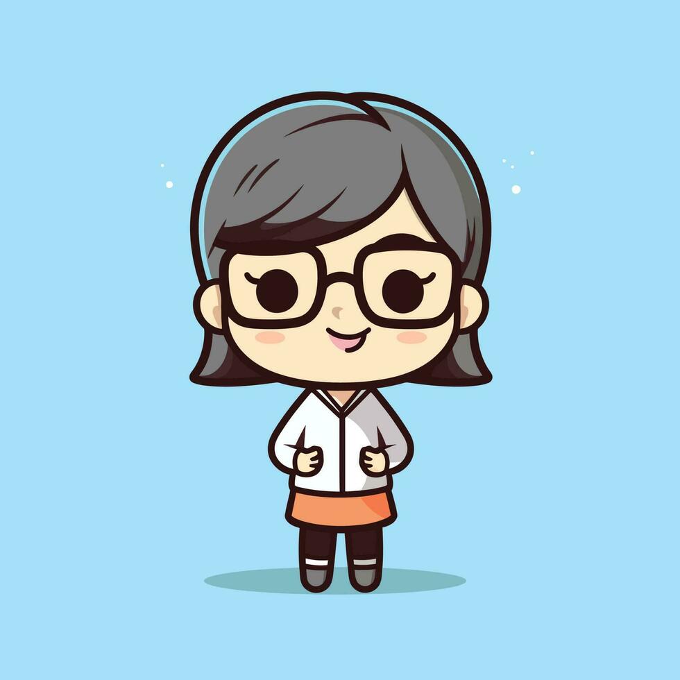 fofa kawaii professor chibi mascote vetor desenho animado estilo