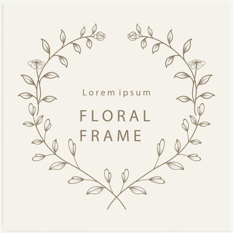 desenhado à mão linha floral quadro. elegante vintage guirlanda. logotipo modelo.vetor ilustração botânico decoração elementos para rótulos, branding o negócio identidade, Casamento convites, e cumprimento cartões. vetor