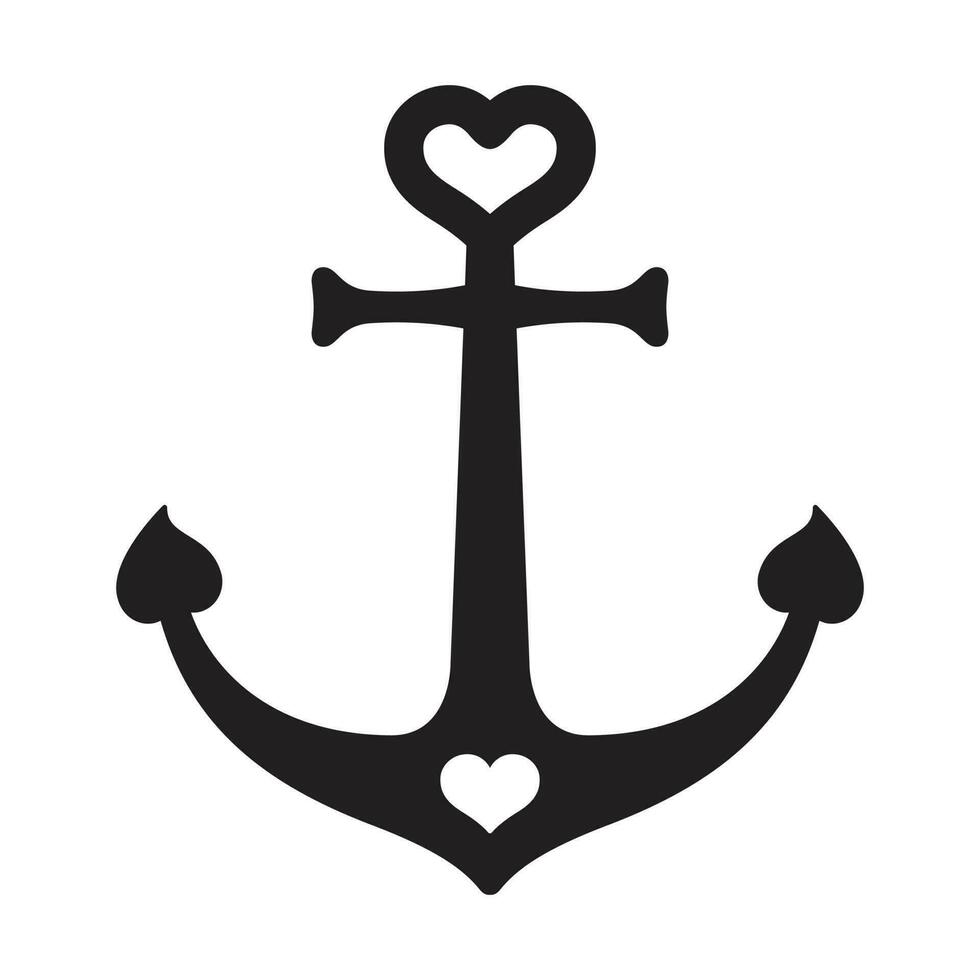 âncora vetor ícone barco leme coração logotipo náutico marítimo namorados oceano mar ilustração símbolo gráfico