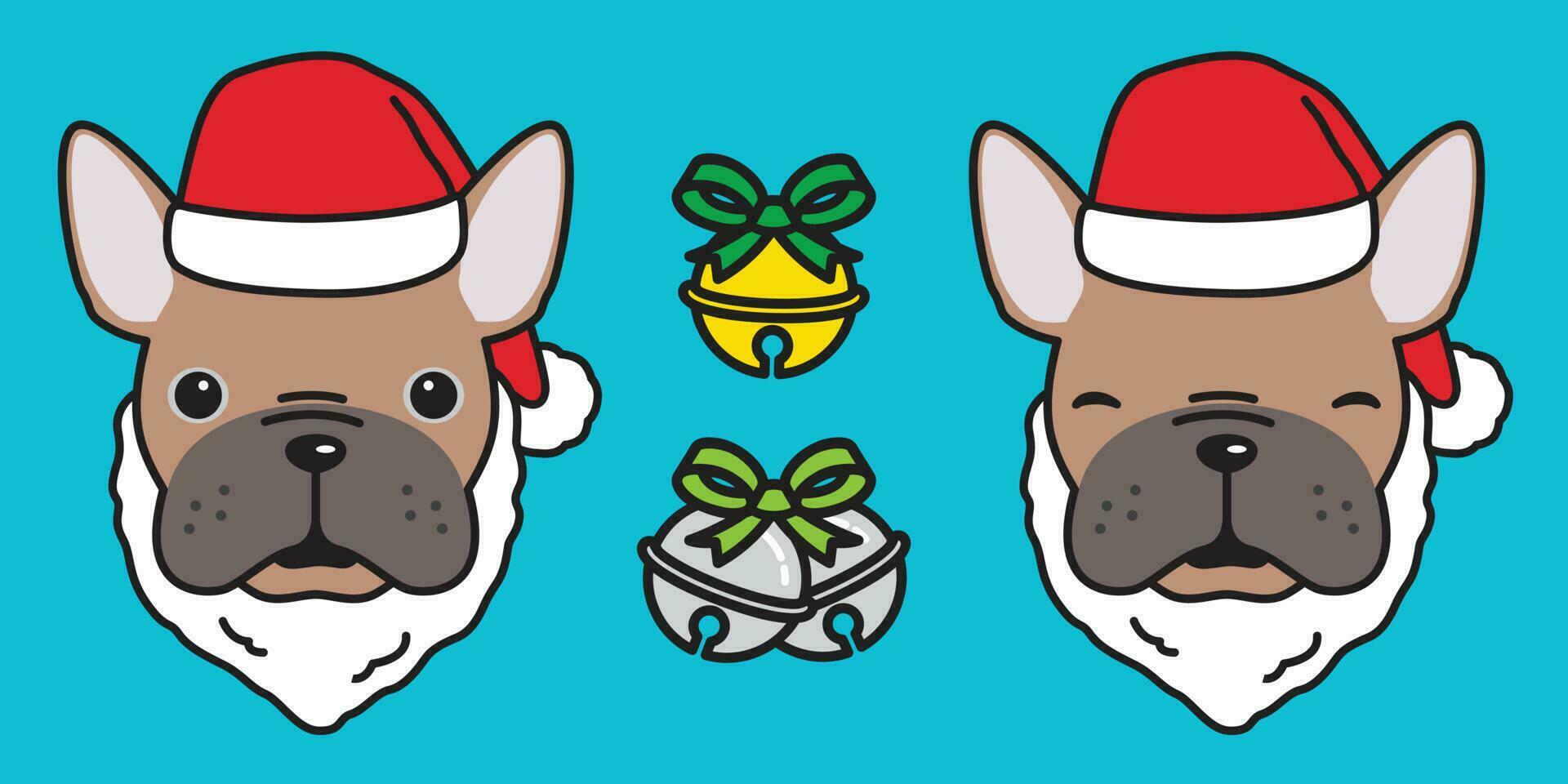 cachorro vetor francês buldogue santa claus ícone logotipo Novo ano ilustração